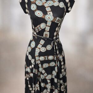 Lauren Ralph Lauren Printed Belted Dress | Size Small | Stretch Jersey